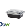 12oz Black Rectangular Microwavable HD Container with Lid - 150/Case