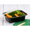 12oz Black Rectangular Microwavable HD Container with Lid - 150/Case - Image 3