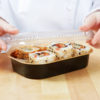 16oz Gold Foil Entrée / Take-Out Pan with Clear Dome Lid - 100/Case - Image 2