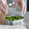 16oz Silver Foil Entrée / Take-Out Pan with Clear Dome Lid - 100/Case - Image 3