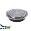 24oz Black Round Microwavable HD Container with Lid - 150/Case