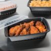 28oz Black Rectangular Microwavable HD Container with Lid - 150/Case - Image 2