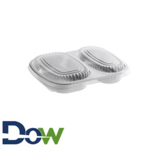 29oz Silver 2-comp Foil Entrée / Take-Out Pan with Clear Dome Lid - 50/Case