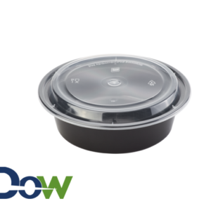 32oz Black Round Microwavable HD Container with Lid - 150/Case