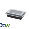 38oz Black Rectangular Microwavable HD Container with Lid - 150/Case