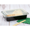 38oz Black Rectangular Microwavable HD Container with Lid - 150/Case - Image 2