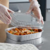 47oz Silver Foil Entrée / Take-Out Pan with Clear Dome Lid - 50/Case - Image 3