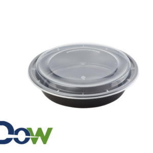48oz Black Round Microwavable HD Container with Lid - 150/Case