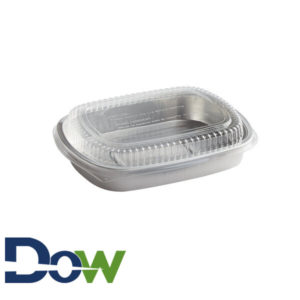 65oz Silver Foil Entrée / Take-Out Pan with Clear Dome Lid - 50/Case