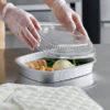 65oz Silver Foil Entrée / Take-Out Pan with Clear Dome Lid - 50/Case - Image 3