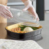 65oz Black and Gold Mini Foil Entree / Take-Out Pan with Clear Dome Lid - 50/Case - Image 3