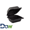 6" x 6" Sandwich Microwaveable Black Plastic Hinged Container, HD - 300/Case