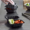 6" x 6" Sandwich Microwaveable Black Plastic Hinged Container, HD - 300/Case - Image 3