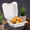 6" x 6" Sandwich Microwaveable White Plastic Hinged Container - 300/Case - Image 2