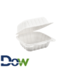 6" x 6" Sandwich Microwaveable White Plastic Hinged Container - 300/Case