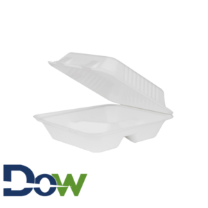 8" x 8" Biodegradable / Bagasse 3-Compartment Take-out Container - 200/Case