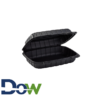 6" x 9" 1-Compartment Microwaveable Black Plastic Hinged Container, HD - 200/Case