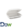 6" x 9" 1-Compartment Microwaveable White Plastic Hinged Container, HD - 200/Case