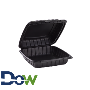 9" x 9" 1-Compartment Microwaveable Black Plastic Hinged Container, HD - 150/Case