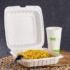 9" x 9" 1-Compartment Microwaveable White Plastic Hinged Container, HD - 150/Case - Image 2