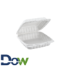 9" x 9" 1-Compartment Microwaveable White Plastic Hinged Container, HD - 150/Case
