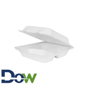 9" x 9" Biodegradable / Bagasse 3-Compartment Take-out Container - 200/Case