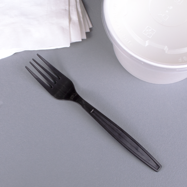 Black Heavy Weight PP Plastic Forks - 1000/Case - Image 2