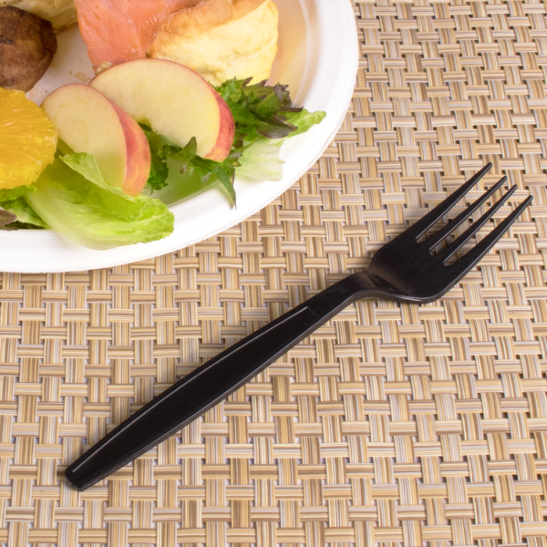 Black Heavy Weight PP Plastic Forks - 1000/Case - Image 3