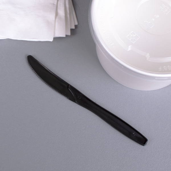 Black Medium Weight PP Plastic Knife - 1000/Case - Image 2