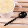 Black Medium Weight PP Plastic Soup Spoon - 1000/Case - Image 2