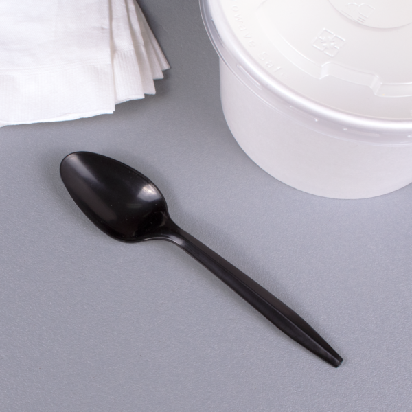 Black Medium Weight PP Plastic Tea Spoon - 1000/Case - Image 2