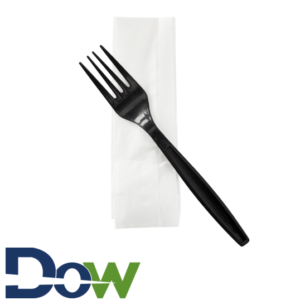 Black Wrapped Heavy Weight Plastic Cutlery Kits (Fork & Napkin) - 500/Case