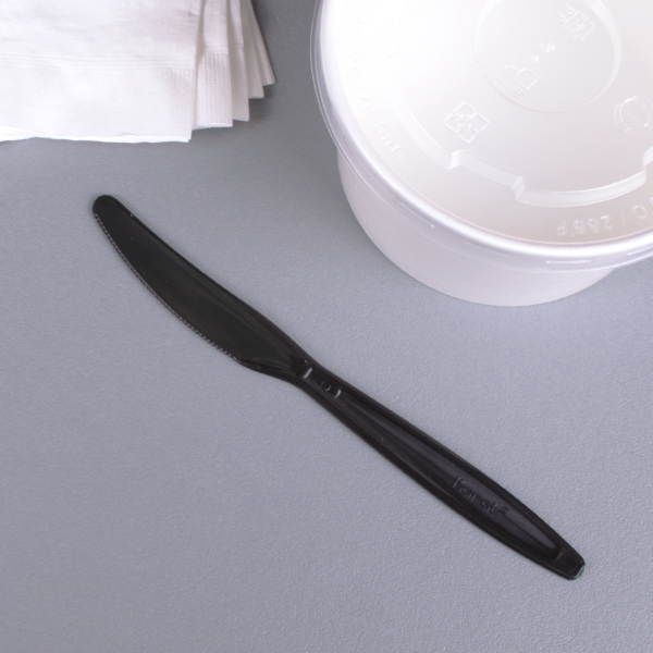 Individually Wrapped Heavy Weight Black Plastic Knife - 1000/Case - Image 2