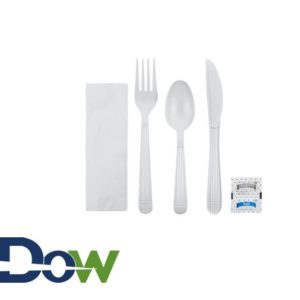 White Wrapped Heavy Weight Plastic Cutlery Kit with Salt & Pepper - 250/Case