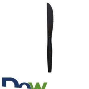 Black Medium Weight PP Plastic Knife - 1000/Case