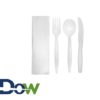 White Wrapped Medium Weight Plastic Cutlery Kits - 250/Case