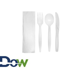 White Wrapped Medium Weight Plastic Cutlery Kits - 250/Case