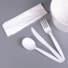 White Wrapped Medium Weight Plastic Cutlery Kits - 250/Case - Image 2