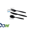 Black Wrapped Heavy Weight Plastic Cutlery Kit with Salt & Pepper - 250/Case - Image 2