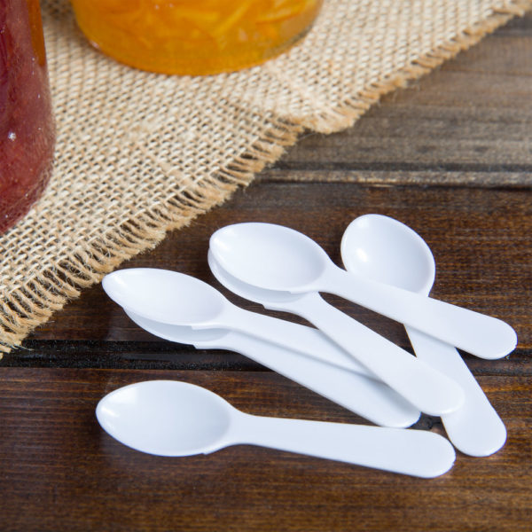 3" White Plastic Tasting Spoon - 3000/Case - Image 2