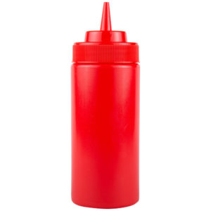 8oz Red Wide Mouth Squeeze Bottle - 6/Pack