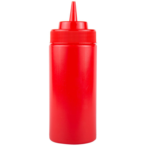 32oz Red Wide Mouth Squeeze Bottle - 6/Pack