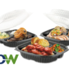 10.5" x 9.5" Culinary 3-Compartment Clamshell Microwaveable Container - 100/Case - Image 2
