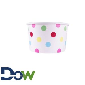 20oz Dots Paper Frozen Yogurt / Food Cup - 600/Case