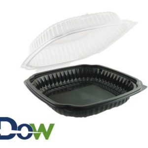9" x 9" Culinary Basics 1-Compartment Clamshell Microwaveable Container - 100/Case