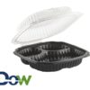 9" x 9" Culinary Basics® 3-Compartment Clamshell Microwaveable Container - 100/Case