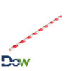 7¾" Red/White Jumbo Paper Straw, Unwrapped - 4800/Case