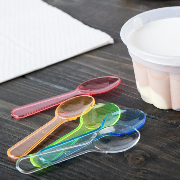 3" Neon Plastic Taster Spoon with Assorted Colors - 3000/Case - Image 2