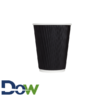 12oz Sleeveless Ripple Paper Hot Cups, Black - 500/Case