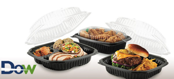 9" x 9" Culinary Basics® 3-Compartment Clamshell Microwaveable Container - 100/Case - Image 3
